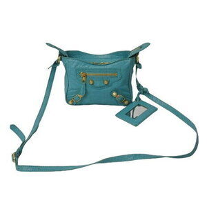 BALENCIAGA The City Shoulder Bag Blue Green Leather